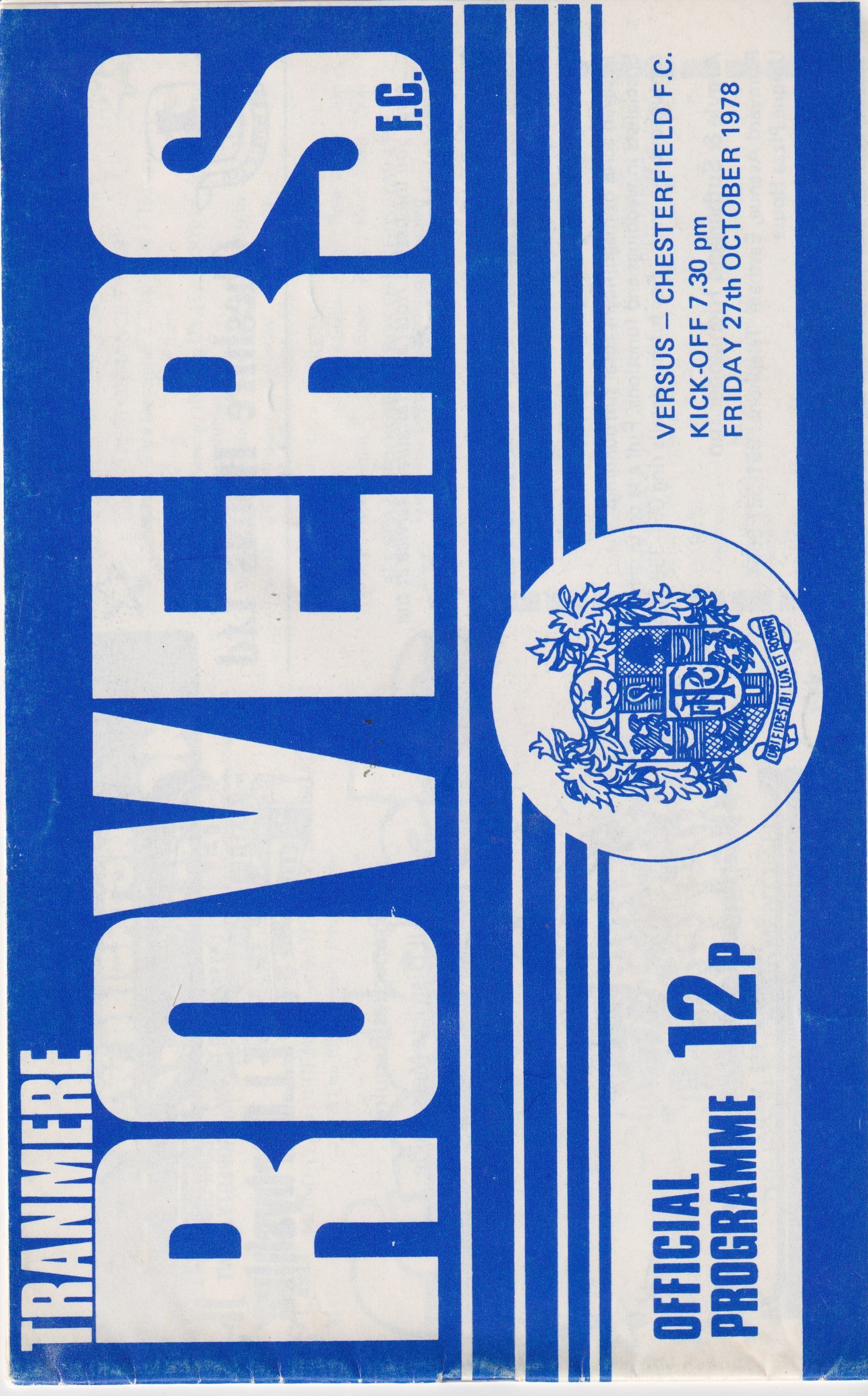 Tranmere Rovers v Chesterfield match programme
